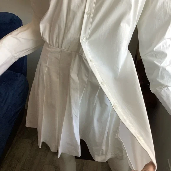 Zara White Cotton Layered Mini Shirt Dress - Picture 6 of 11